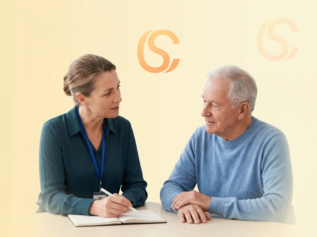 Patient reviewing their care plan with a Care Advocate, advanced primary care management