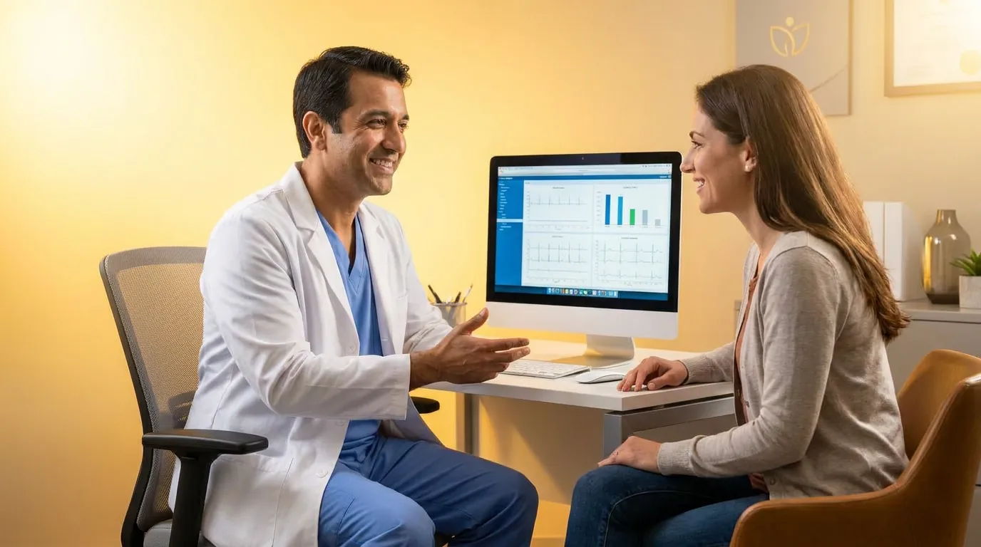 Primary care physician reviewing a care plan with a patient