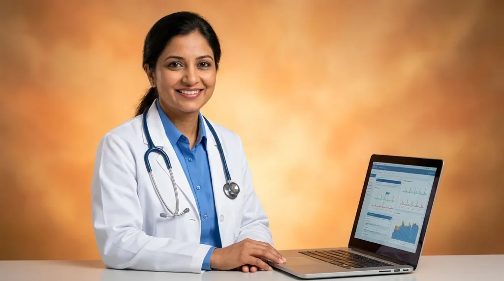 Nephrologist reviewing chronic care management data for kidney patients