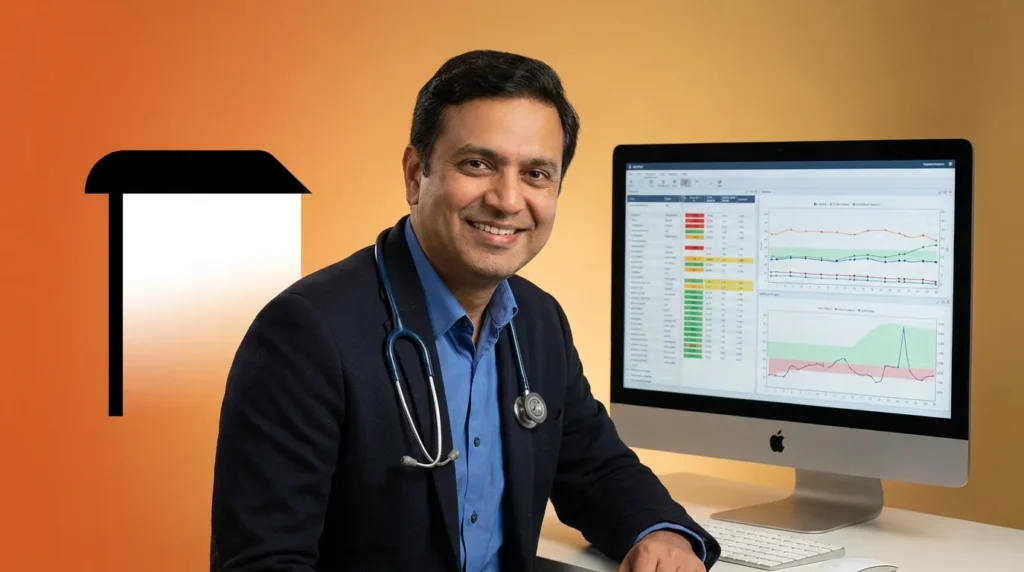 Physician reviewing patient data between visits