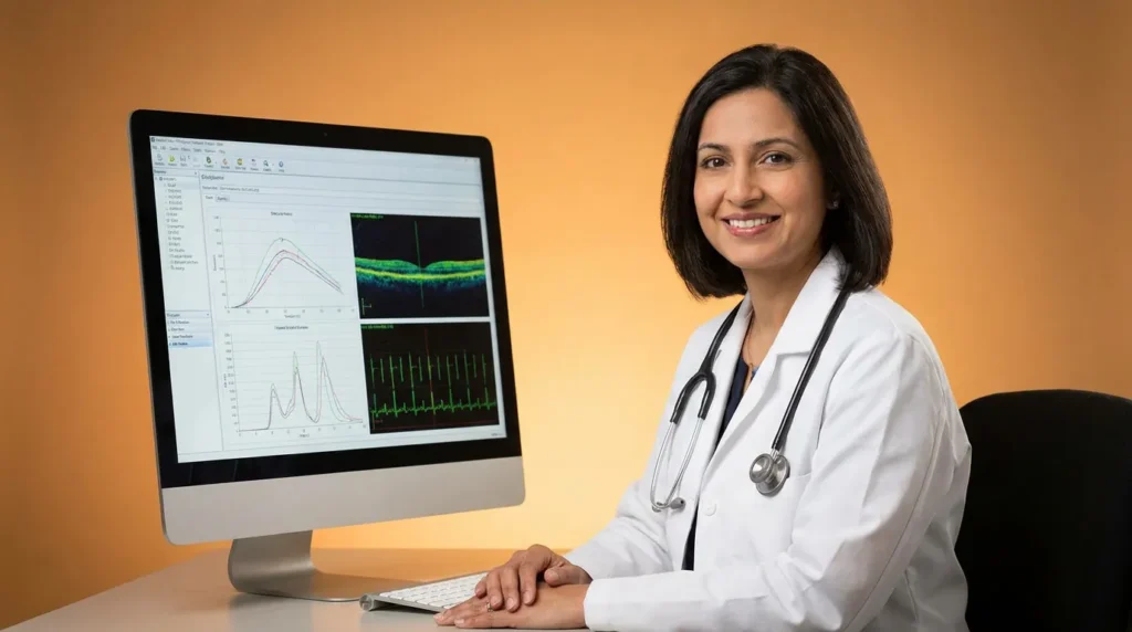 Infectious disease physician reviewing chronic care management patient data