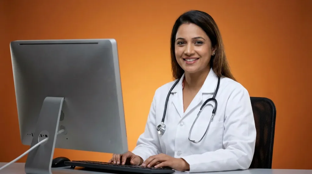 Physician reviewing patient data between visits