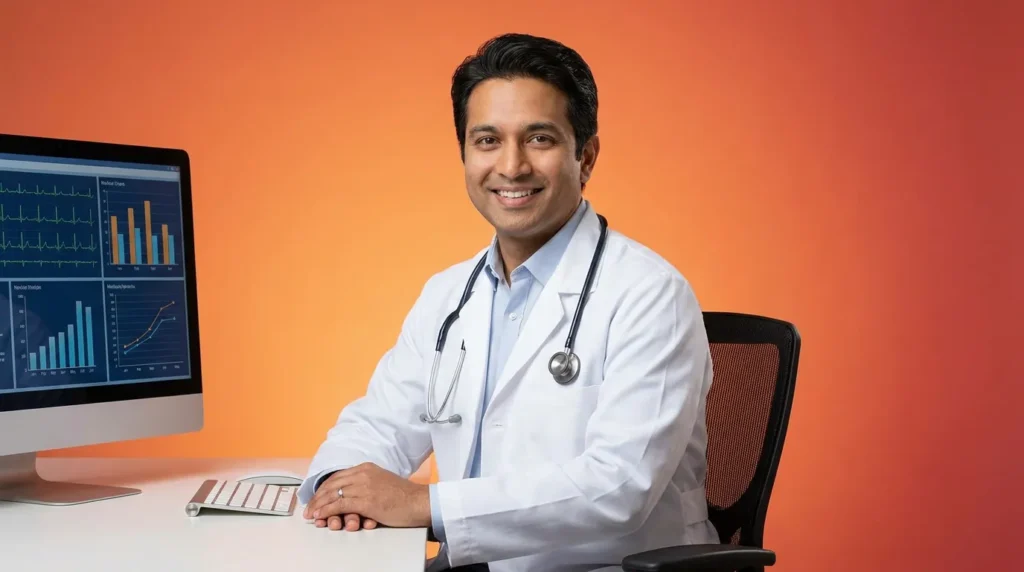 Physician reviewing patient data between visits