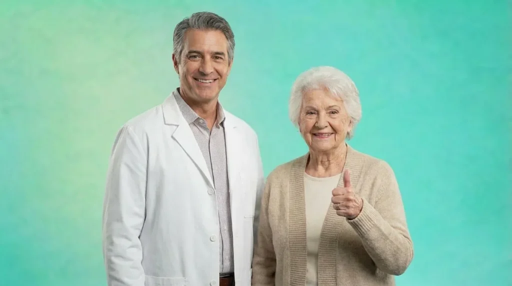 Geriatric clinician with an older patient enrolled in chronic care management