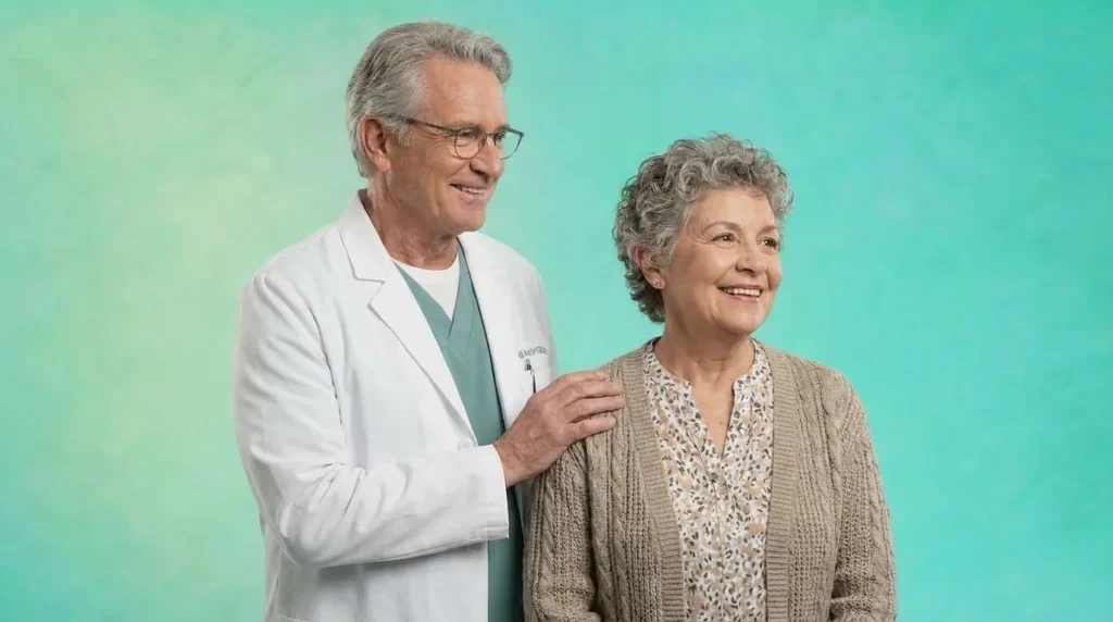 Clinician with an older patient in a chronic care management program