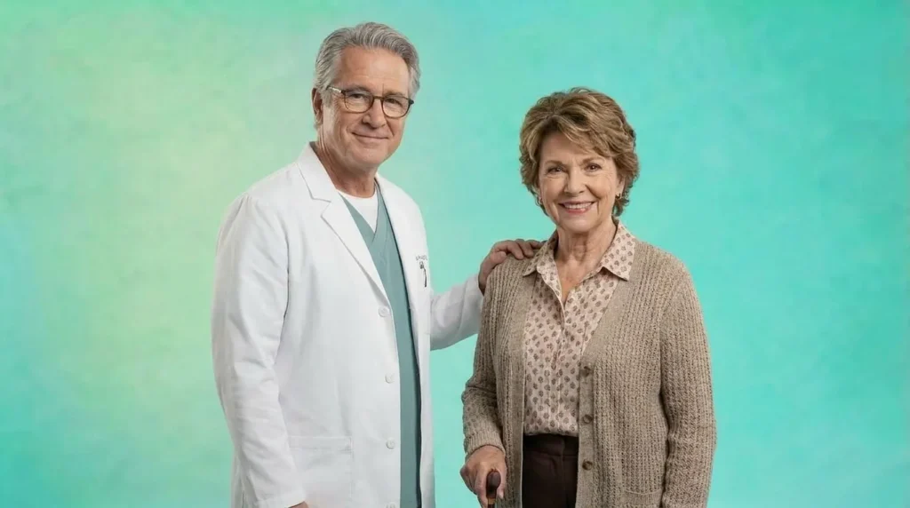 Clinician with an older patient in a chronic care management program