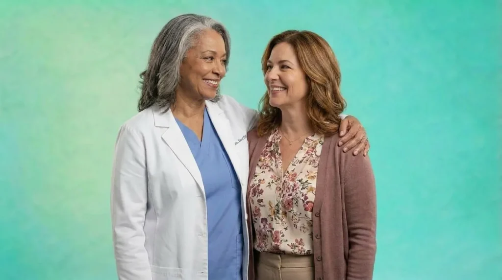 Clinician with an older patient in a care management program