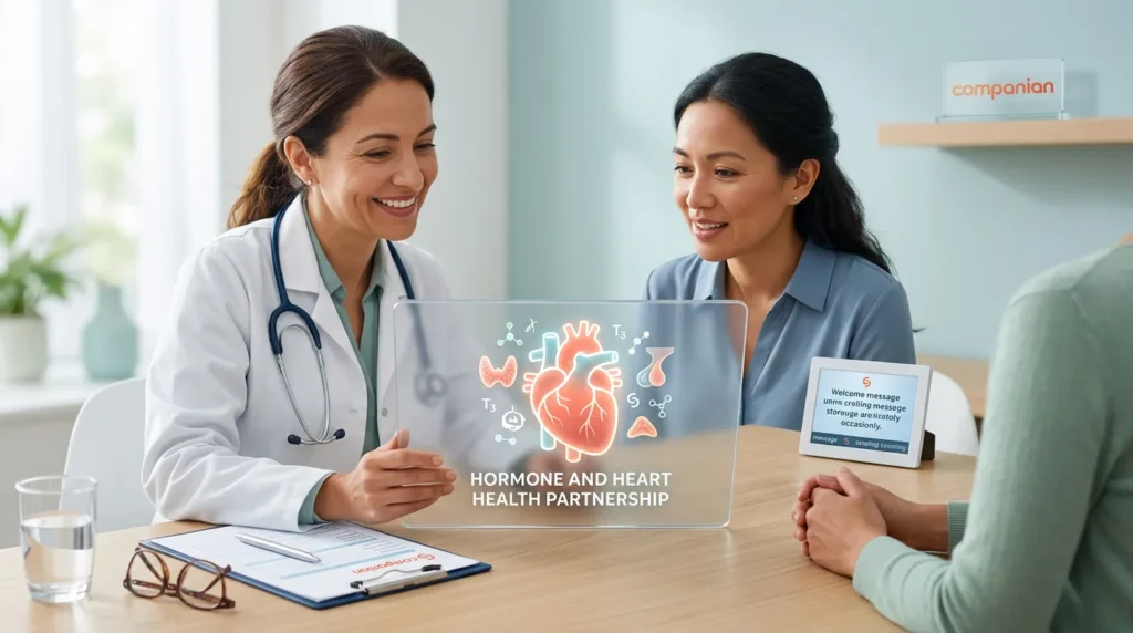 Endocrinology patient talking with a Companian Care Advocate between visits