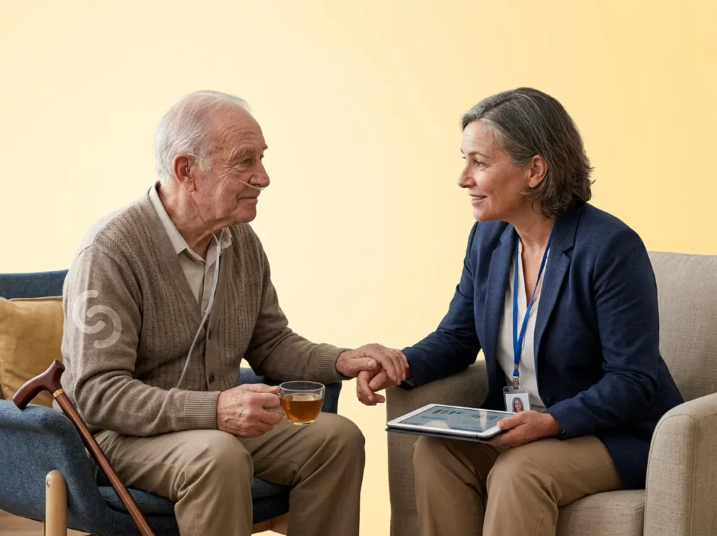 Care Advocate talking with a patient about principal care management