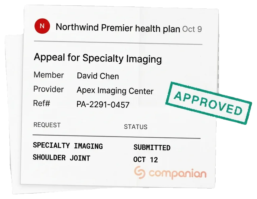 Health plan coverage appeal marked approved (sample data)