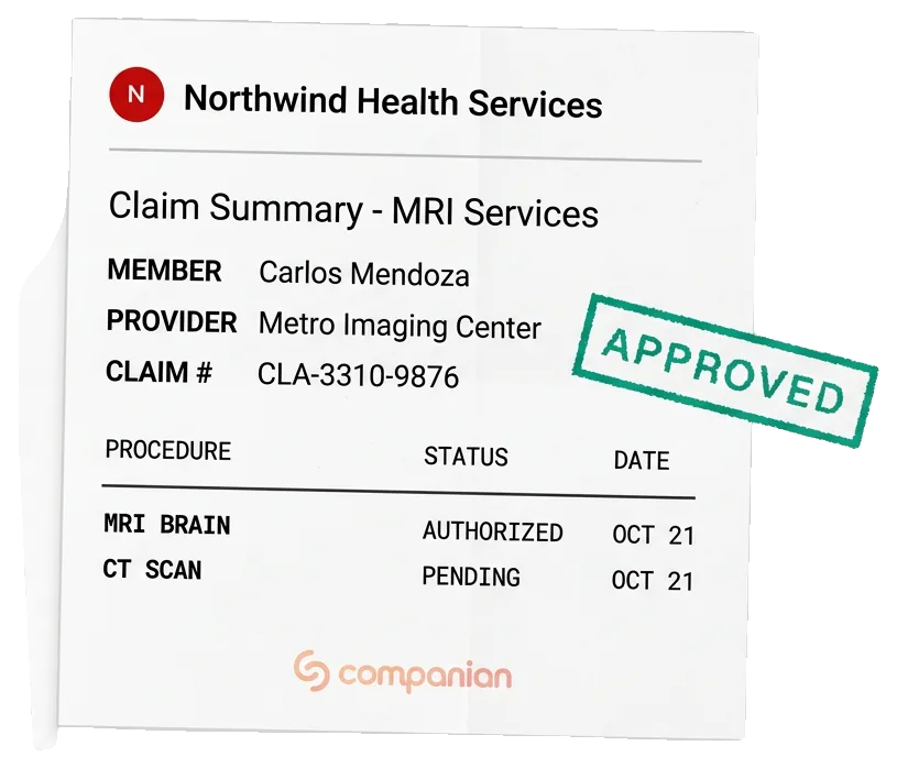 Health plan coverage appeal marked approved (sample data)