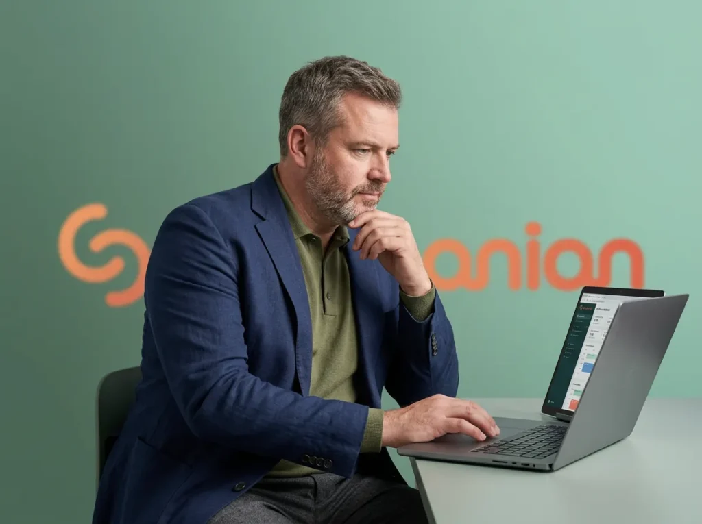 Physician reviewing care management for primary care practices on a laptop